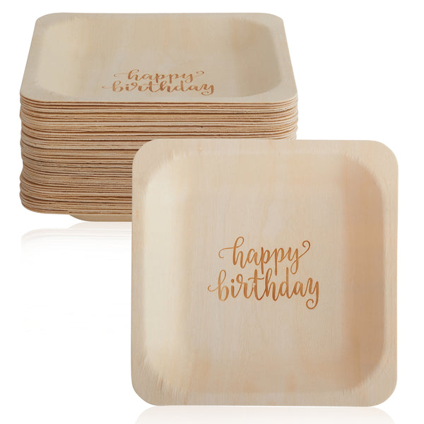 "Happy Birthday" Disposable Plates (5.5" x 5.5", 50-Pack)