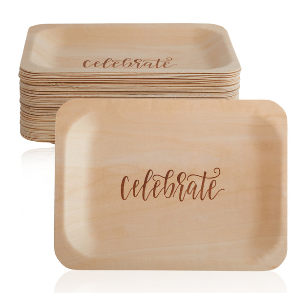 "Celebrate" Disposable Plates (7.5" x 5.5", 50-Pack)