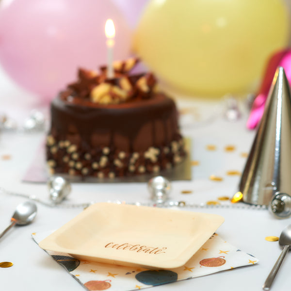 "Celebrate" Disposable Plates (5.5" x 5.5", 50-Pack)