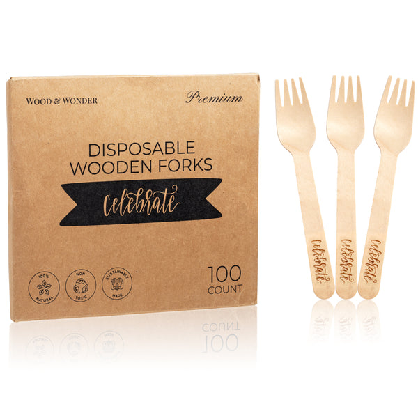 "Celebrate" Disposable Forks (6", 100-Pack)