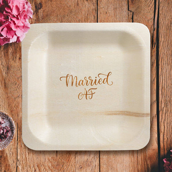 "Married AF" Disposable Plates (5.5" x 5.5", 50-Pack)