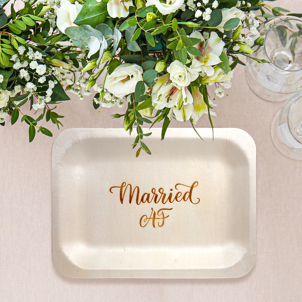 "Married AF" Disposable Plates (7.5" x 5.5", 50-Pack)