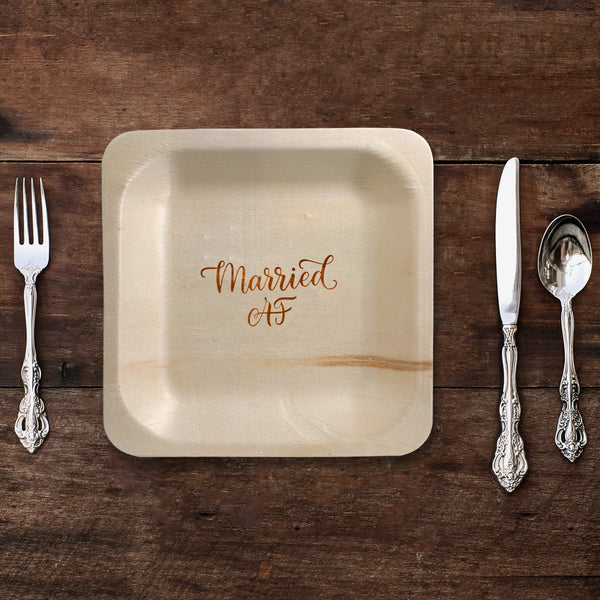"Married AF" Disposable Plates (5.5" x 5.5", 50-Pack)