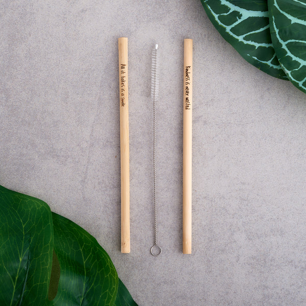 "Uplifted Sip" Reusable Bamboo Straws (7.8", 50-Pack)